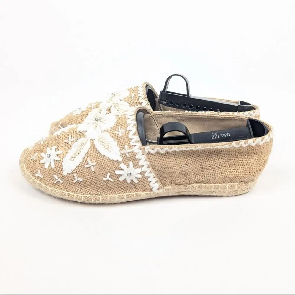 Antik Batik Tori Espadrilles EU 38 Natural Slip On Woven Flat Resort Boho